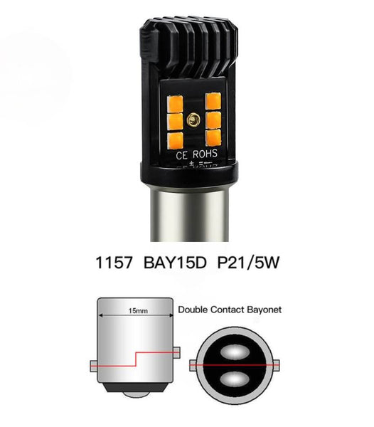 BAY15D 12V LED pære med CANBUS -  sæt med 2 stk.