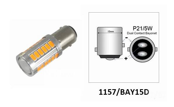 BAY15D 12V LED pære med projektor linse - 1 stk.
