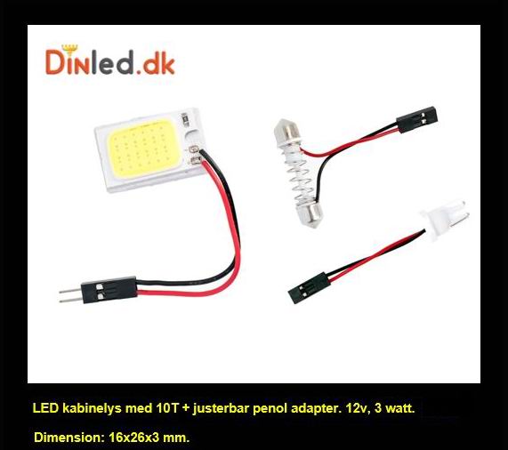 LED kabinelys med adaptere (10T + justerbar pinol), 12v