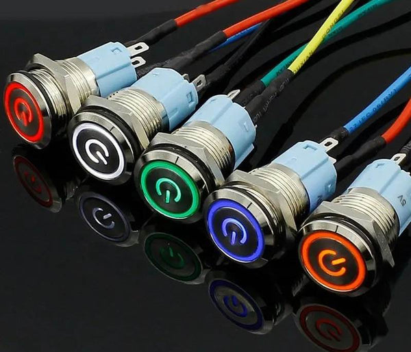 Kontakt - fladhovedet - 16mm med lys
