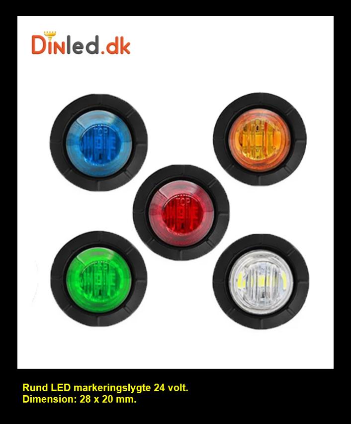 Rund LED markeringslygte, 24v – DinLED.dk