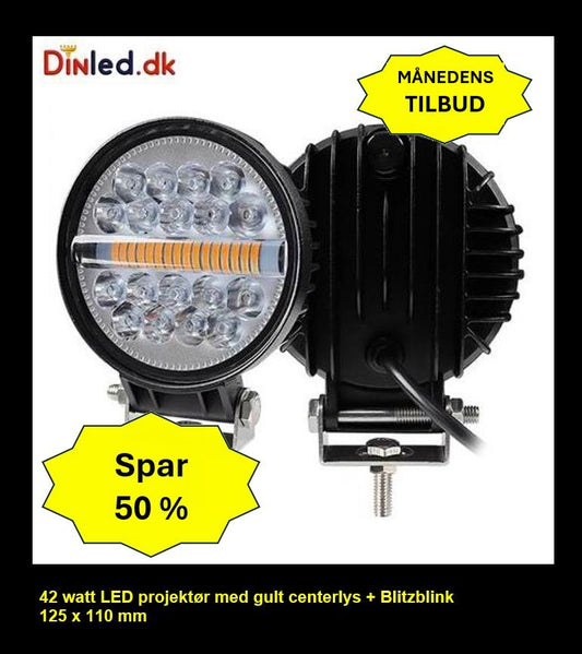 LED køretøjs projektør 42 watt hvid / gul / blitzblink 12 - 80 volt