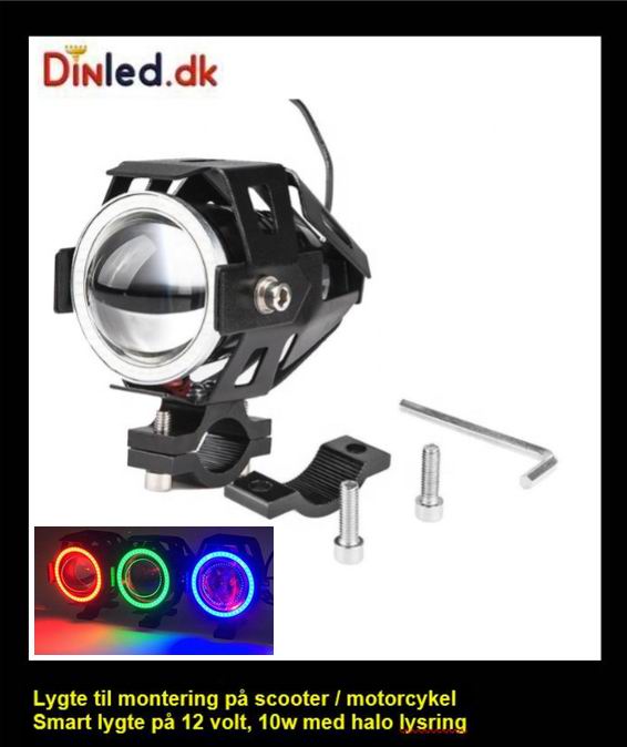 LED projektør 10 watt 12 volt - HALO - Rød - Grøn - Blå