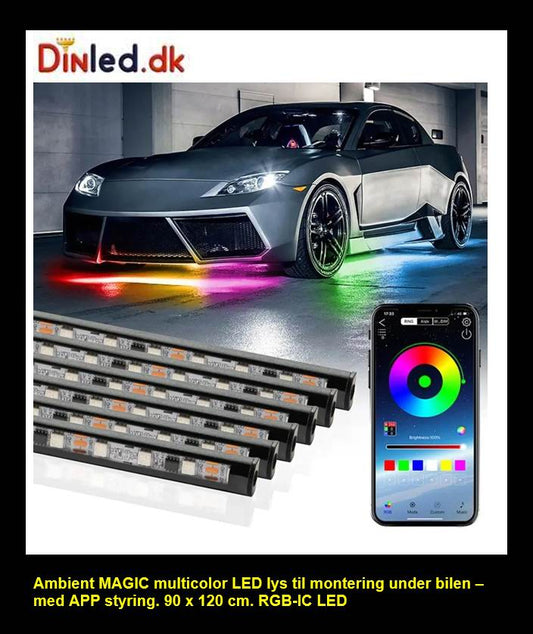 Ambient MAGIC multicolor LED lys til montering under bilen 90x120 cm