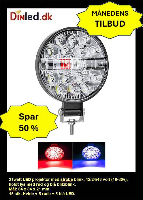 LED køretøjs projektør 28 watt med Blitz blink