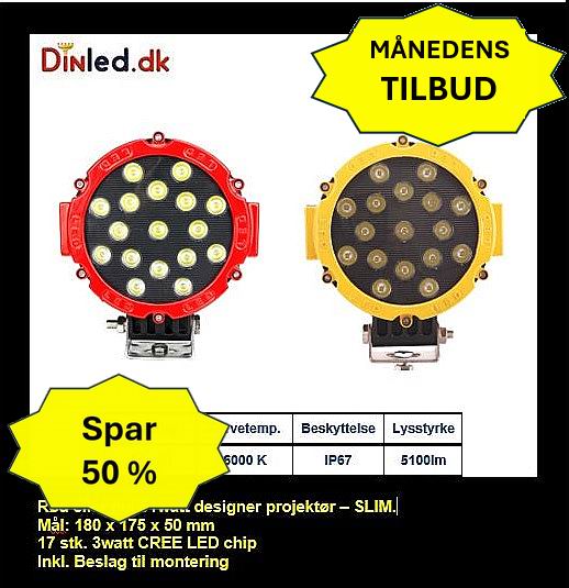 Designer LED køretøjs projektører 51watt 12/24 volt - SPOT