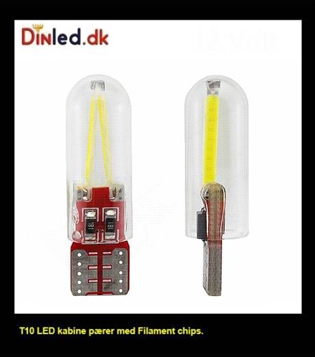T10 W5W LED Filament pære - 12v