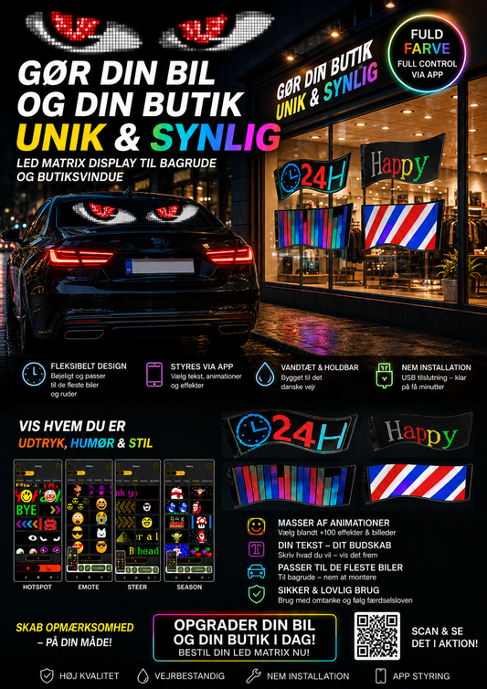 LED lys skilt - USB - fuld farvet . APP styring  - 595 x 120 mm + ANGRY EYES