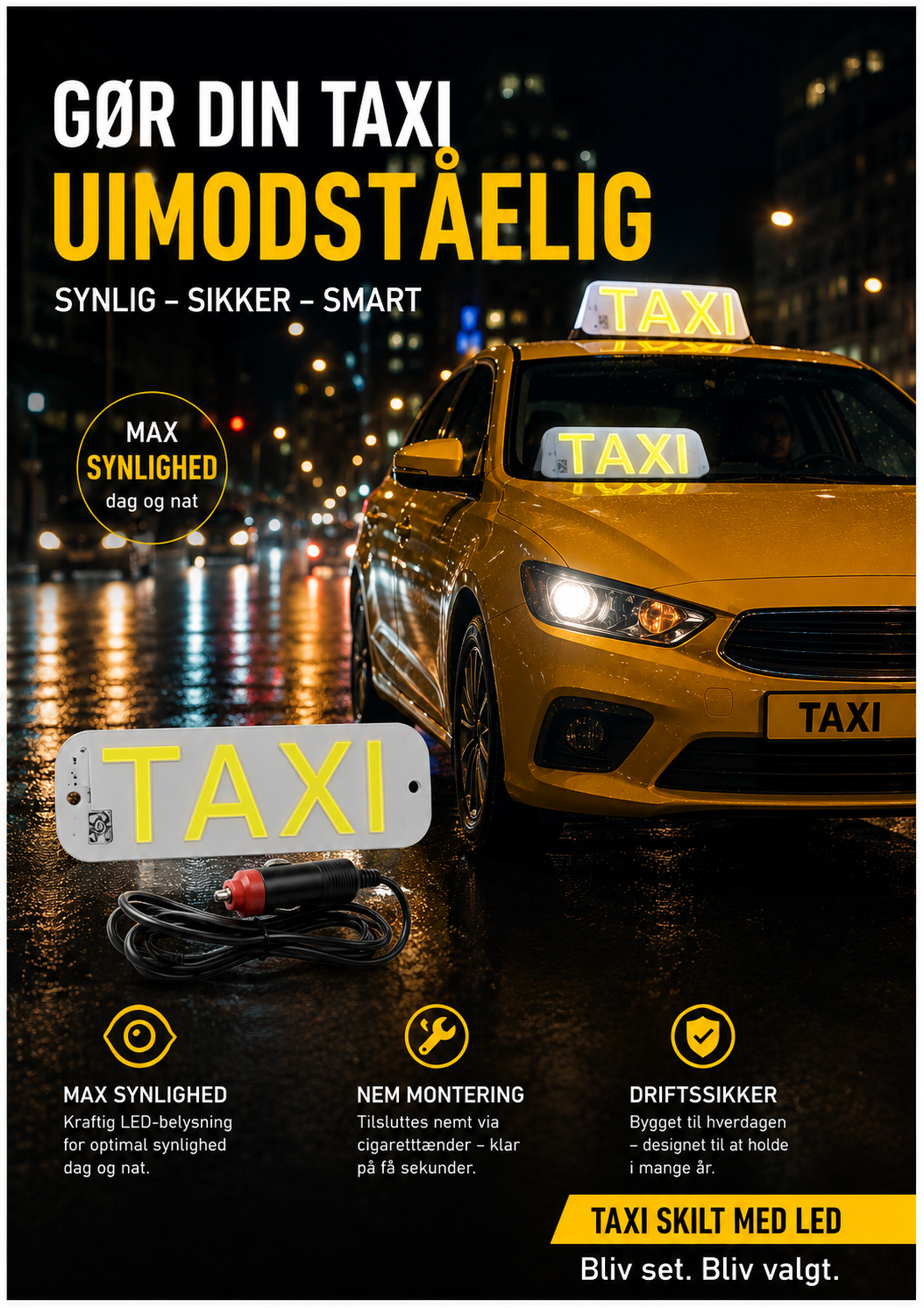 Taxi Skilt med stik til cigartænder