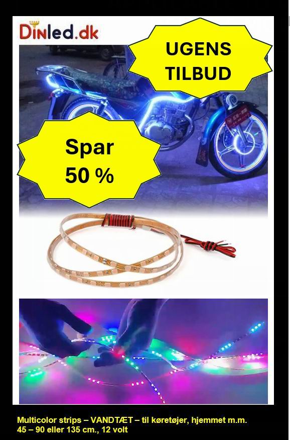 LED NEON Multicolor strips 45 - 90 - 135cm vandtæt, 12v.