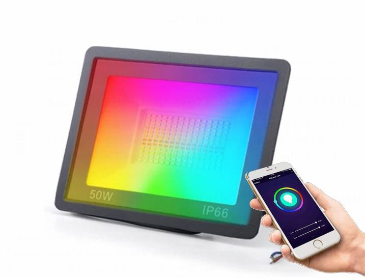 50 watt RGB + WW + CW LED projektør med APP styring - 220v