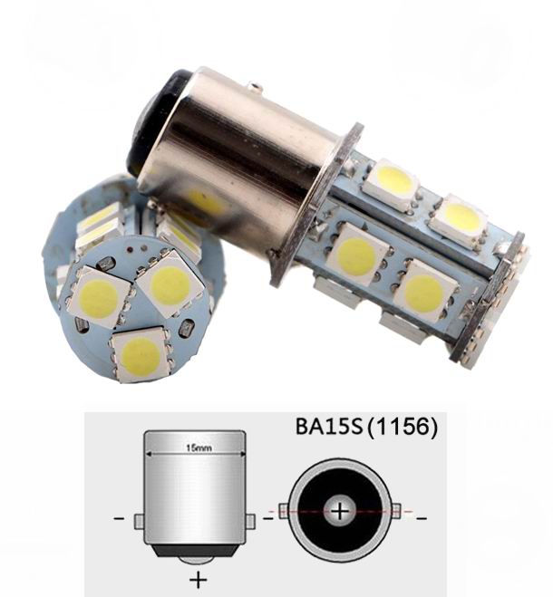 BA15S LED pære med 13 SMD LED - 12v