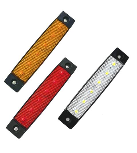 6 LED markeringslygte, 12- 24v - sæt med 15 stk