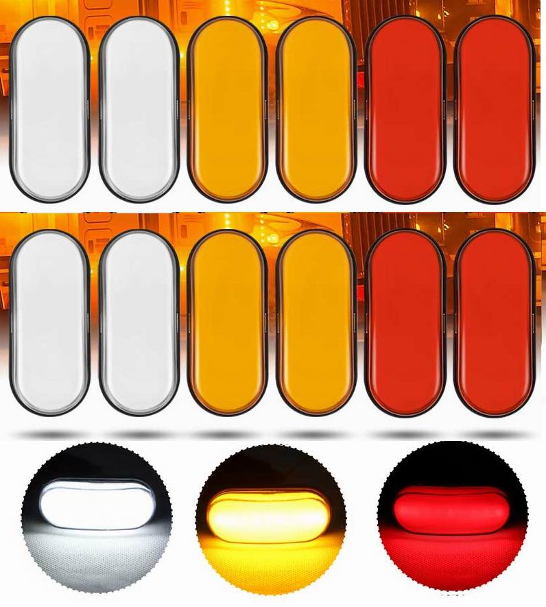 10 LED NEON markeringslygte, 12- 24v - sæt med 12 stk