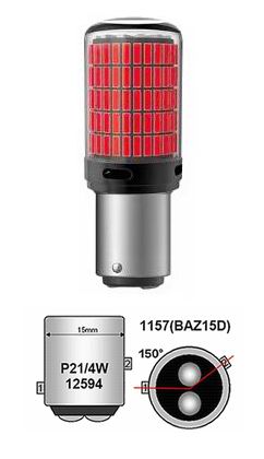 BAZ15D LED pære med 144 og CANBUS, 12v