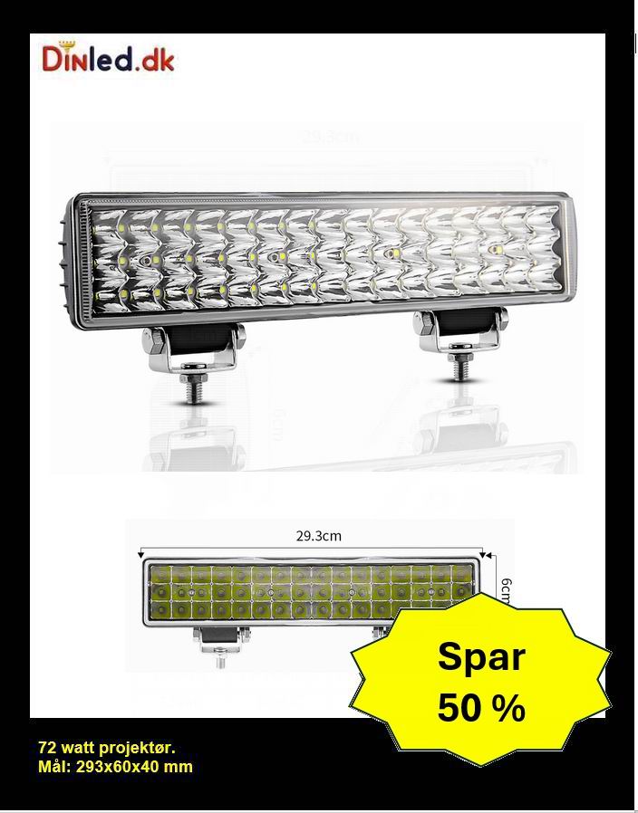 LED Lys bro / lys bar 72 watt 10 - 80 volt
