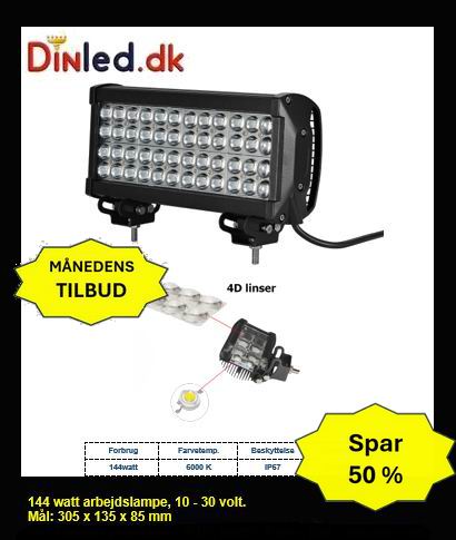 LED køretøjs projektør 144 watt 12/24 volt, Spot