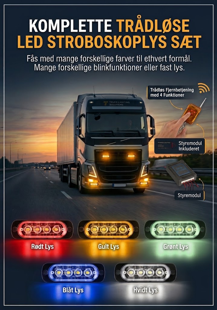4 x 4 LED Blitzblink / strobe blink 12 / 24 v - med fjernbetjening