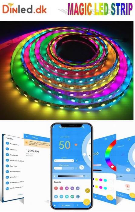 5 meter, 12 volt, 30 watt, 150 LED, vandtæt MAGIC LED strip - WS2811 - KOMPLET SÆT