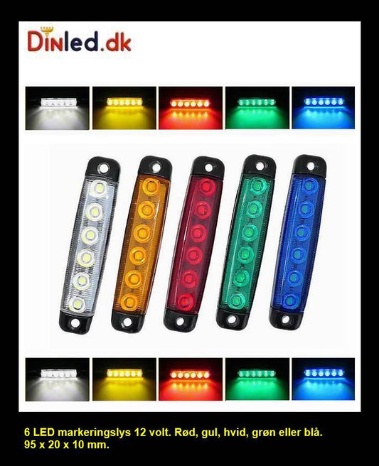 6 LED markeringslygte, 12v - NY MODEL