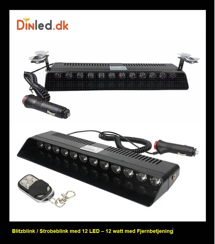 12 LED Blitzblink / strobe blink 12 / 24 volt med fjernbetjening