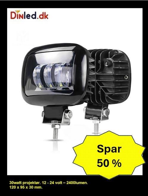 LED køretøjs projektør 30 watt 12/24 volt