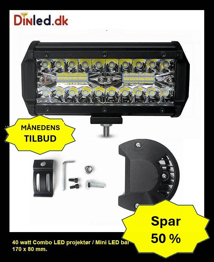 LED køretøjs projektør 40 watt 12/24 volt - Combo