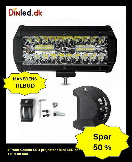 LED køretøjs projektør 40 watt 12/24 volt - Combo