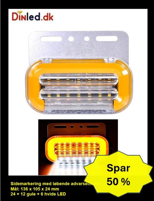 Side markeringslys med advarselsblink,  24v  .