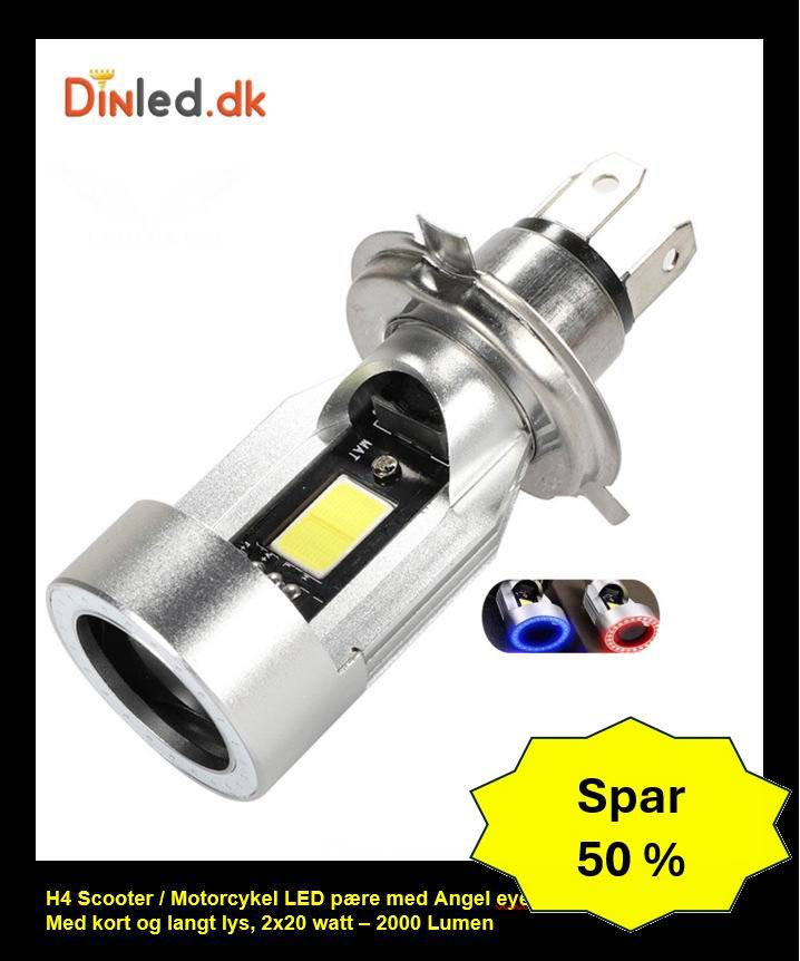 H4 LED forlygtepærer til Scooter  / Motorcykel med angel eye - 12v