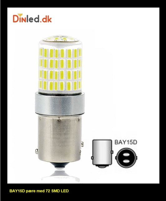 BAY15D LED pære med 72 LED - 12v