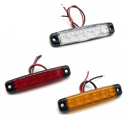 6 LED markeringslygte, 24v - sæt med 12 stk