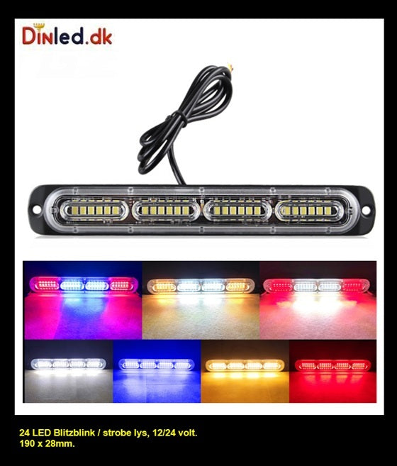 24 LED Blitzblink / strobe blink 12v / 24v - Aflang