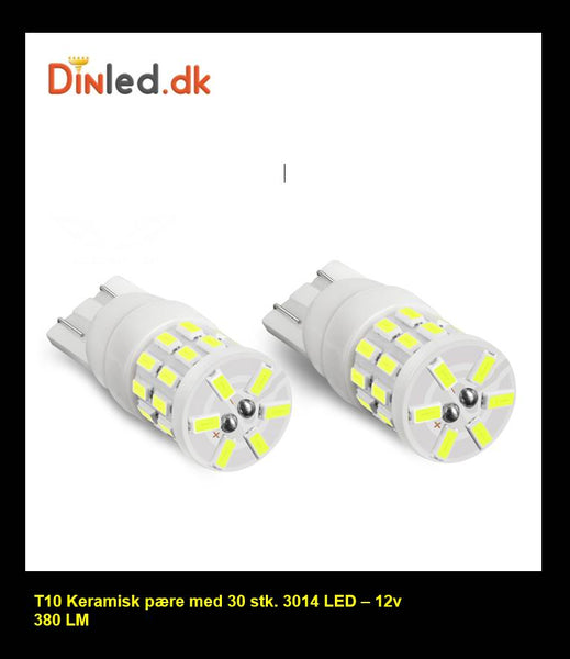 T10 W5W LED keramisk pære - 12v