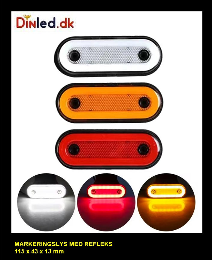 Markeringslygte LED med refleks - 12- 24v
