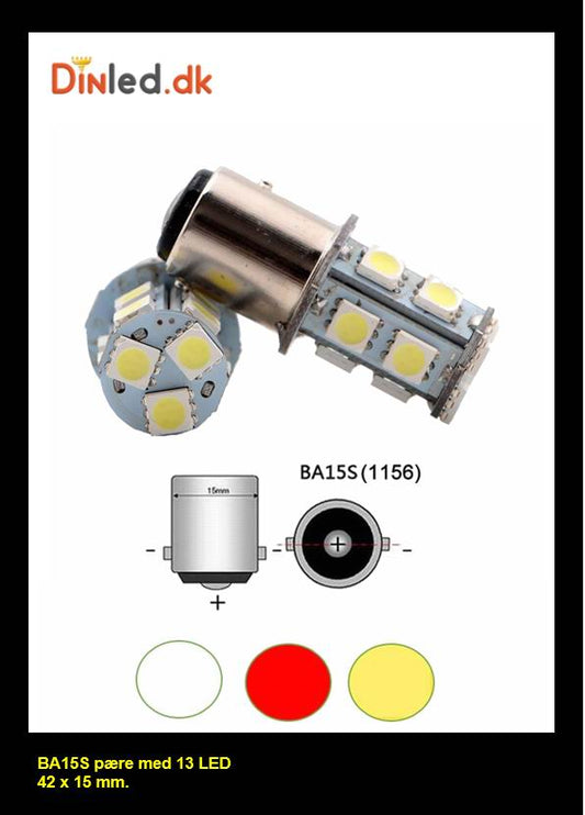 BA15S LED pære med 13 SMD LED - 12v