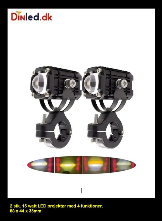 LED Bullet projektører 12 - 80 volt -  2 stk. sæt - 4 funktioner