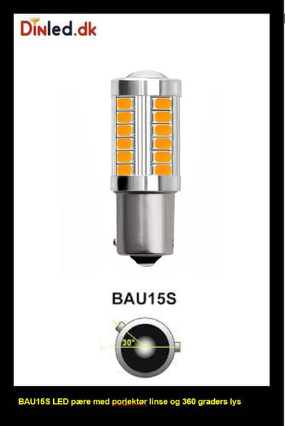 BAU15S LED pære med projektor linse - GUL - 12v