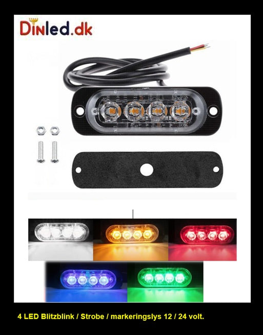4 LED Blitzblink / strobe blink 12v / 24v - ALUMINIUM