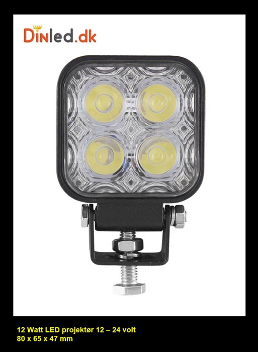LED køretøjs projektør 12 watt 12/24 volt