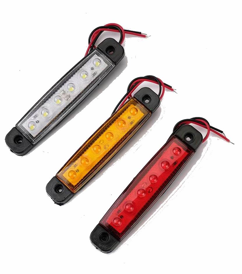 6 LED markeringslygte, 12- 24v - sæt med 12 stk