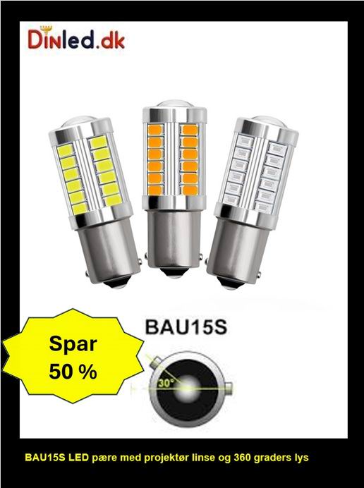 BAY15D LED pære med projektor linse - 12v
