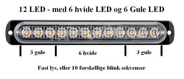 12 LED Blitzblink / strobe blink 12v / 24v - Aflang