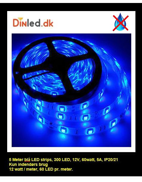 5 meter, 12 volt, 60 watt, 3600 lumen, IP20, 300 LED, Led strip