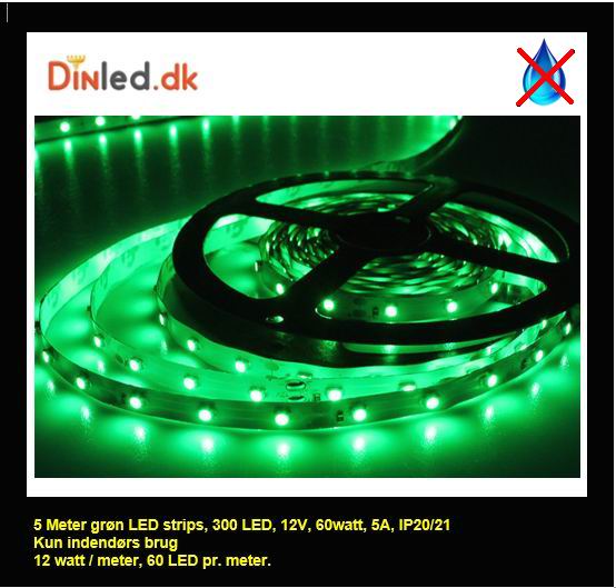 5 meter, 12 volt, 60 watt, 3600 lumen, IP20, 300 LED, Led strip