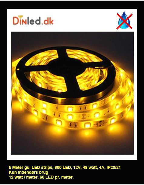 5 meter, 12 volt, 60 watt, 3600 lumen, IP20, 300 LED, Led strip