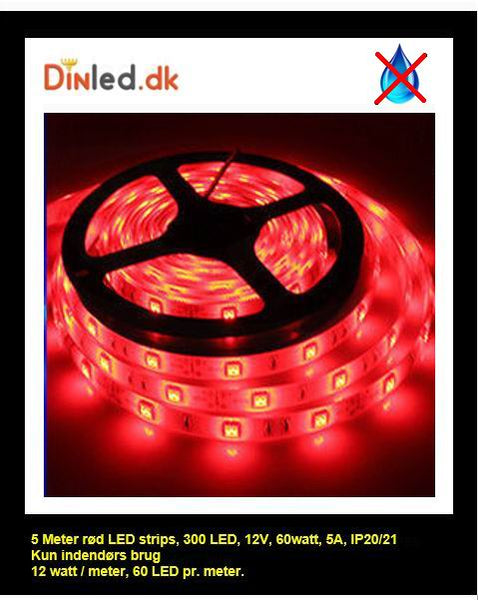 5 meter, 12 volt, 60 watt, 3600 lumen, IP65, 300 LED, Led strip