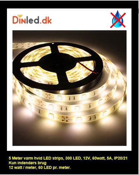 5 meter, 12 volt, 60 watt, 3600 lumen, IP65, 300 LED, Led strip