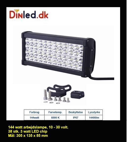 LED køretøjs projektør 144 watt 12/24 volt, Spot