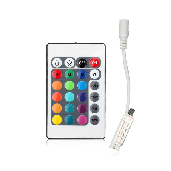 LED controller med fjernbetjening 12v til RGB strips - 24 knapper